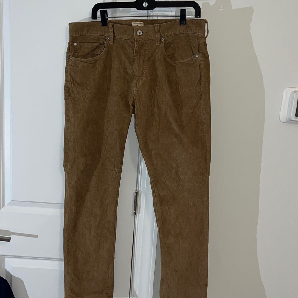 J Crew 5 pocket casual Gold Tan Corduroy pants trousers 36 x 29 1/2 (34x30) M
